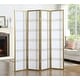 preview thumbnail 1 of 10, Roundhill Furniture Seto White Wood and Paper 4-panel Room Divider Screen Gold