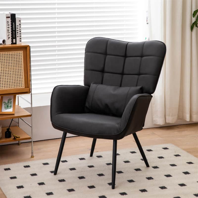 Modern Accent Chair High Back with Metal Legs and Soft Padded