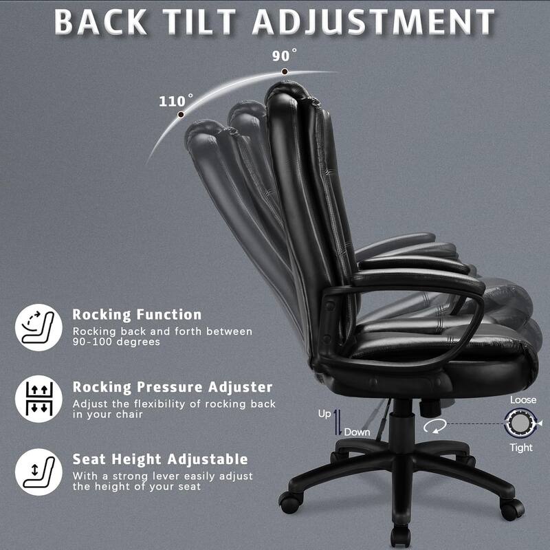 Bossin Big and Tall Office Chair High Back Executive Chair Ergonomic Adjustable Executive Leather Chair,400lbs