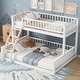 preview thumbnail 1 of 22, Solid Wood Bunk Bed with Ladder and Fence Guardrails, Twin XL over Queen Size Floor Bunk Bedframe with Slats Support White