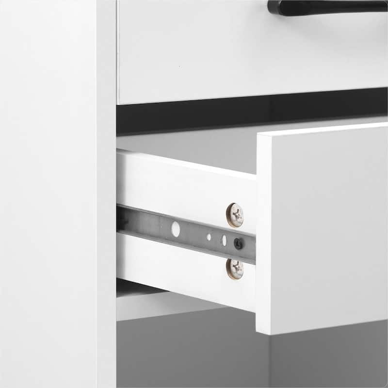 Nightstand with 2 Drawers and Cabinet,USB Charging Ports