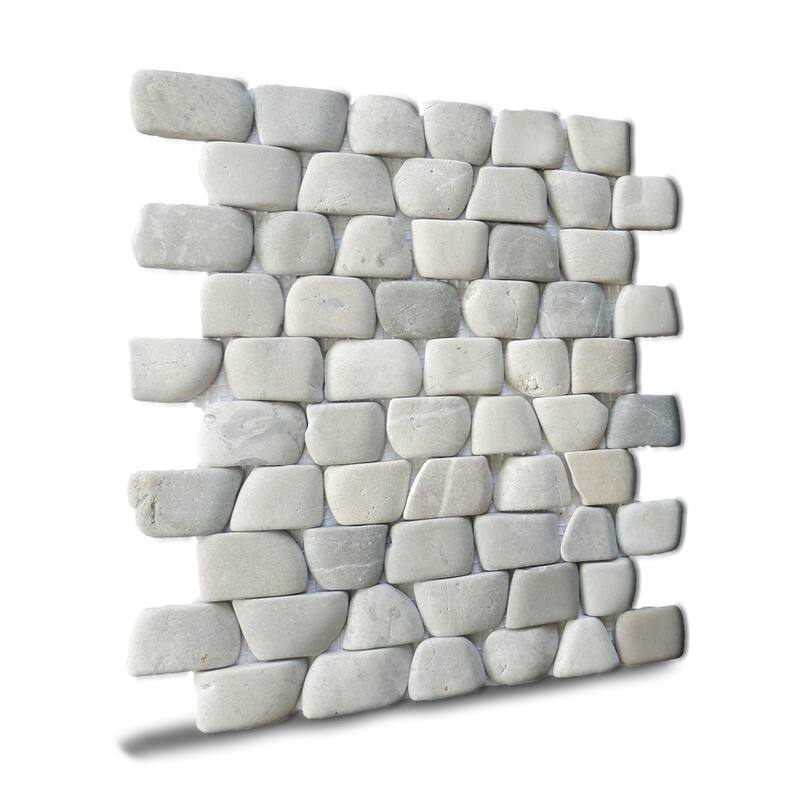 Strip Grey Pebble Mosaic Tiles for Backsplash Kitchen and Bathroom Wall (10.5" X 12") 5 tiles per case - Case (5 Tiles)