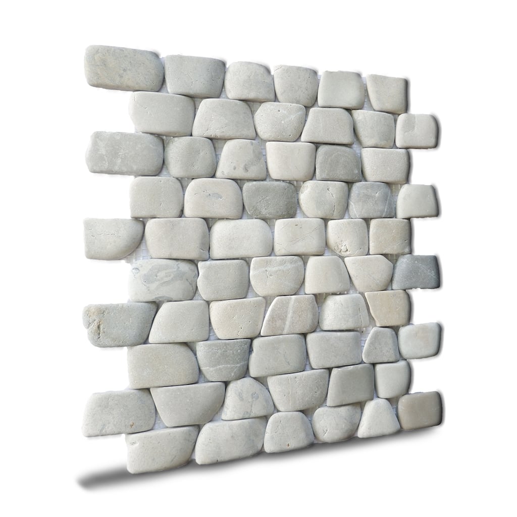 Strip Grey Pebble Mosaic Tiles for Backsplash Kitchen and Bathroom Wall (10.5" X 12") 5 tiles per case - Case (5 Tiles)