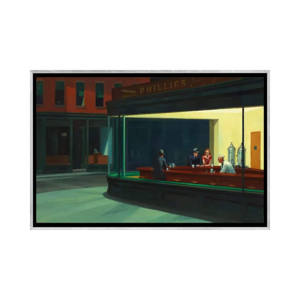 iCanvas "Nighthawks, 1942" by Edward Hopper Framed