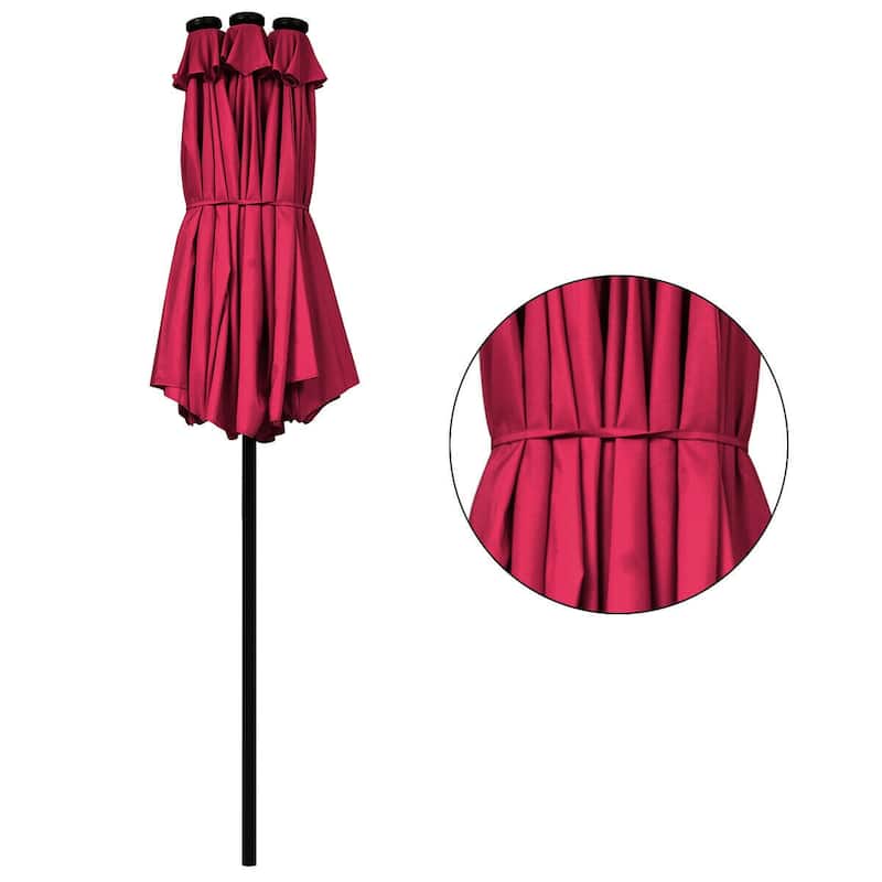 15 Ft Patio LED Crank Solar Powered 36 Lights Umbrella