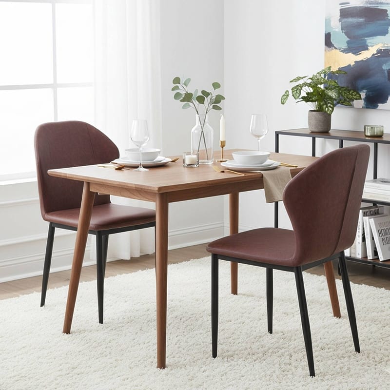 Mosaic Modern Upholstered Fabric Dining Chair with Metal Legs by LeisureMod