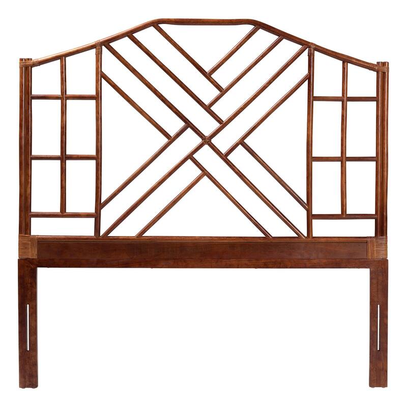 Kachiri Marbled Tortoise Natural Rattan Headboard - Handcrafted Coastal Boho Style Bedroom Backdrop