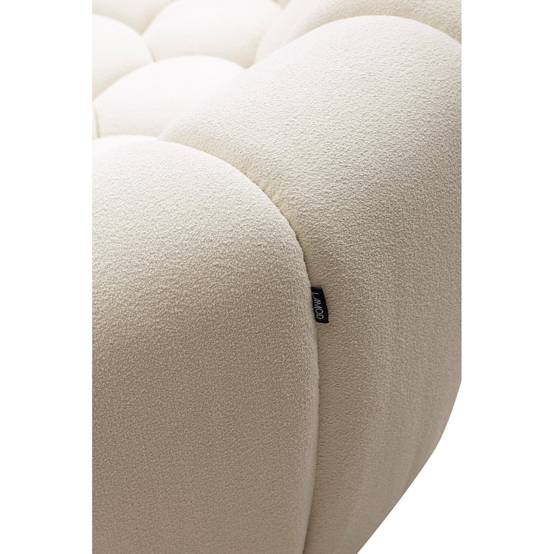 Divani Casa Yolonda Modern Curved Off-White Fabric Sofa
