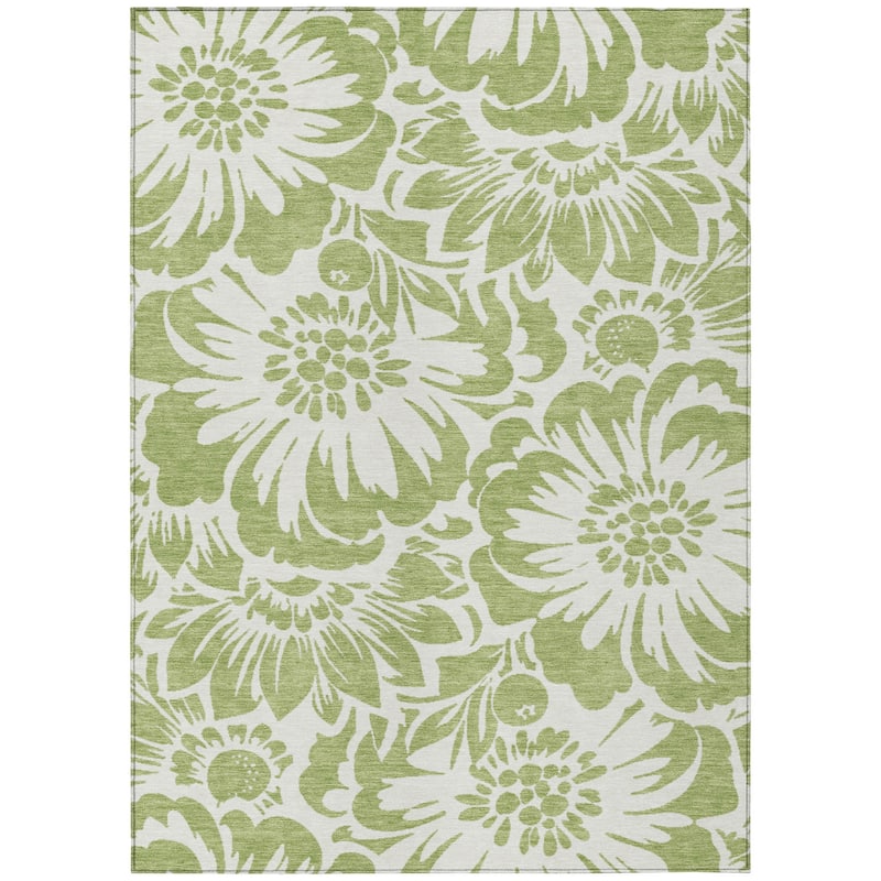 Machine Washable Indoor/ Outdoor Whimsy Floral Chantille Rug