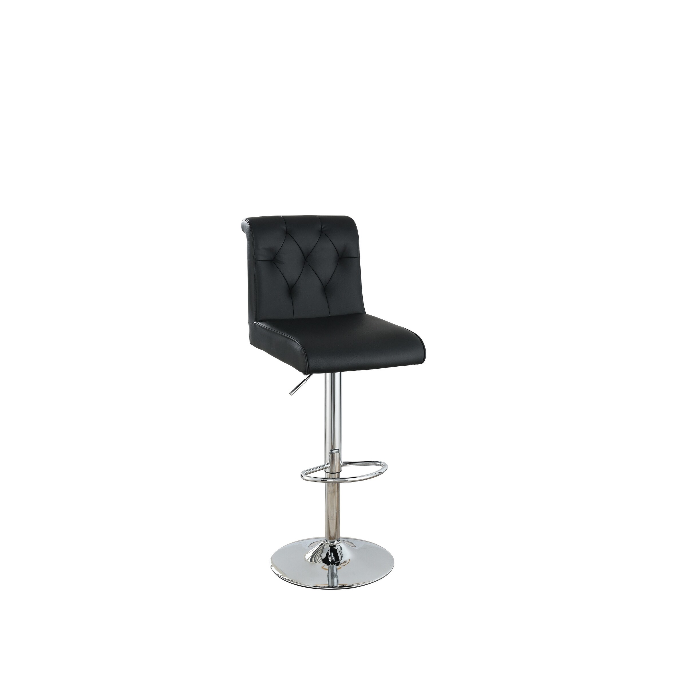 Adjustable Bar stool Gas lift Chair Faux Leather Tufted Chrome