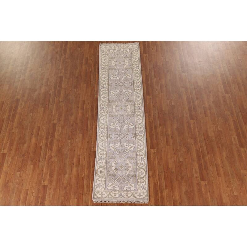 Oushak Style Runner Rug Hand-knotted Wool Carpet - 2'6"x 9'11"