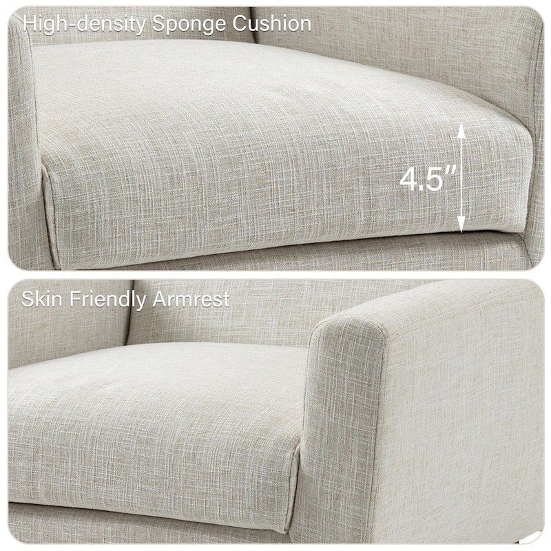 Modern Accent Chair Cotton Linen Upholstered Chair for Living Room