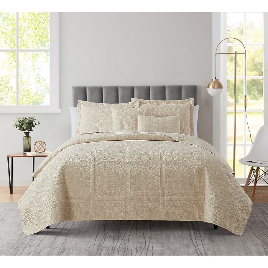 Empyrean Bedspread Quilt Set - Grid Weave Pinsonic Lightweight Coverlet Set