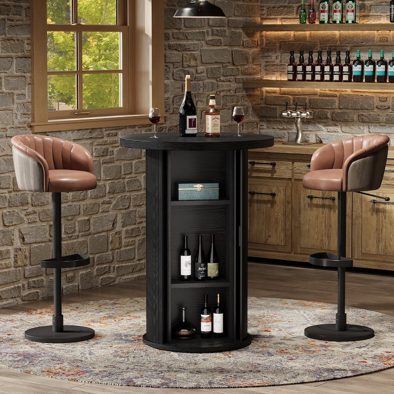 Bar Table, Hidden Storage Cocktail Table, Bistro High Top Pub Unit Kitchen Party Accent Pub Table