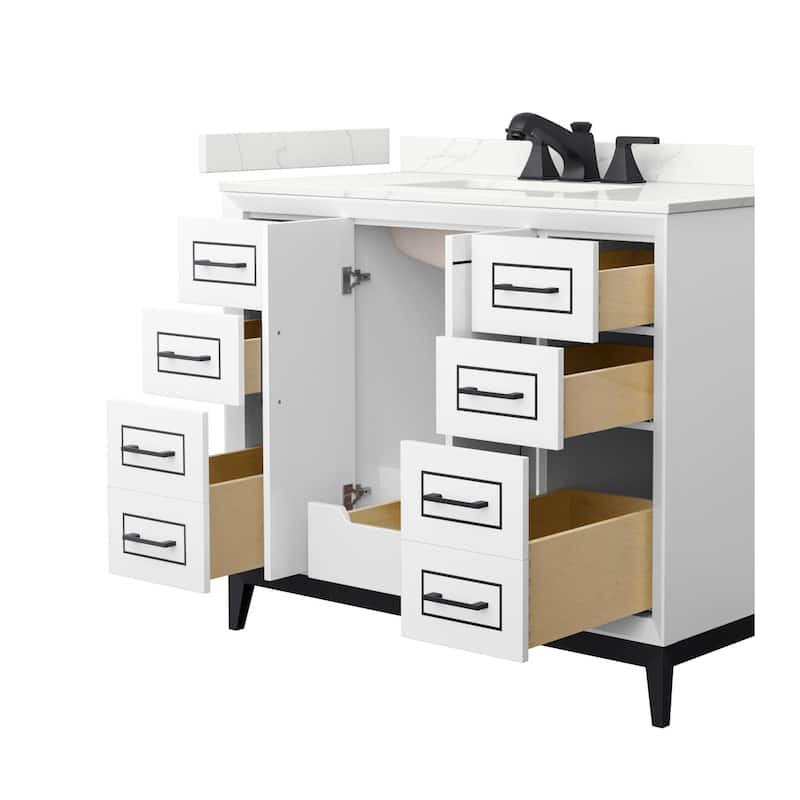 Wyndham Collection WCH515142S-QTZ-US3MXX Marlena 42" Free Standing