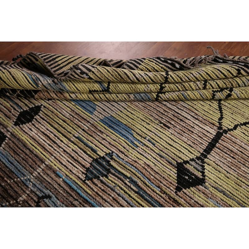 Moroccan Abstract Area Rug Handmade Modern Wool Carpet - 8'10"x 12'9"