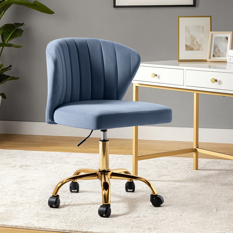 Ilia Modern Velvet Wingback 360 degree Ergonomic Office Task Chair with Channel Tufted Back by HULALA HOME