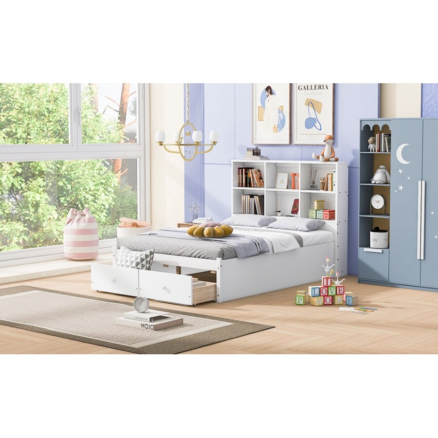 King single miami trundle online bed with bookcase