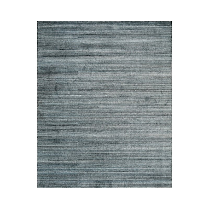 Blue Handloomed Wool Rug, 8' x 10', Soft Elegant Statement Rug - L