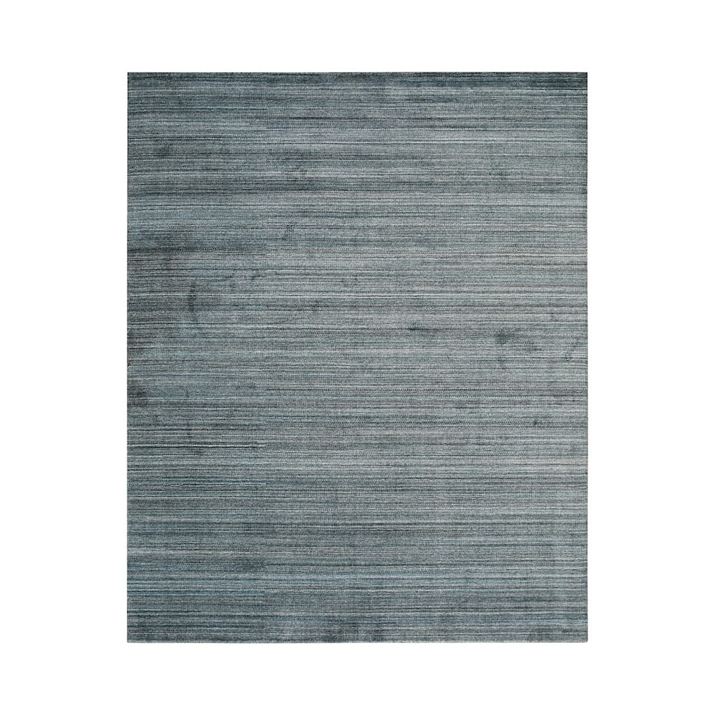 Blue Handloomed Wool Rug, 8' x 10', Soft Elegant Statement Rug - L