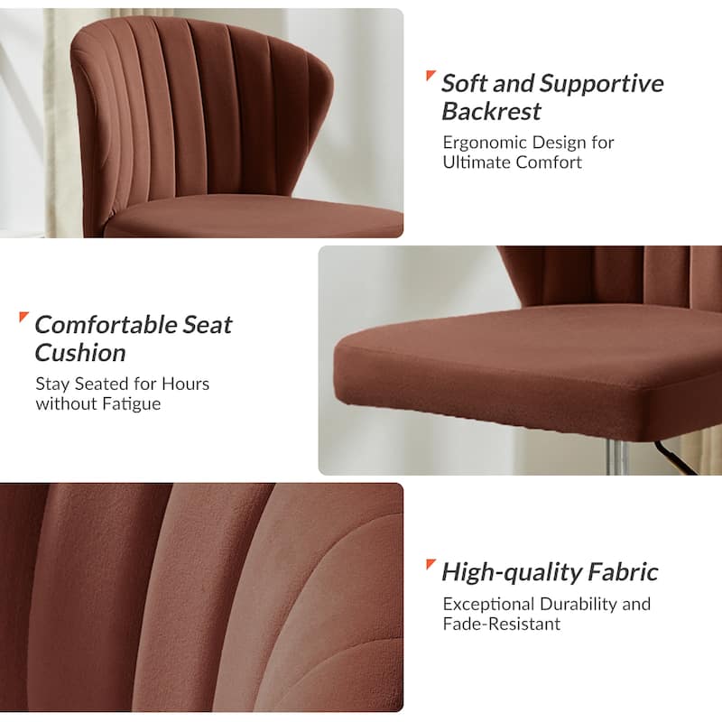 Ilia Modern Velvet Wingback 360 degree Ergonomic Office Task Chair with Channel Tufted Back by HULALA HOME