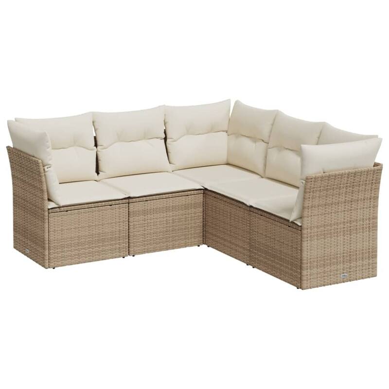 vidaXL Garden Sofa Set Beige PE rattan Medium Modular Garden Sofa Set - 24.4 x 24.4 x 27.2