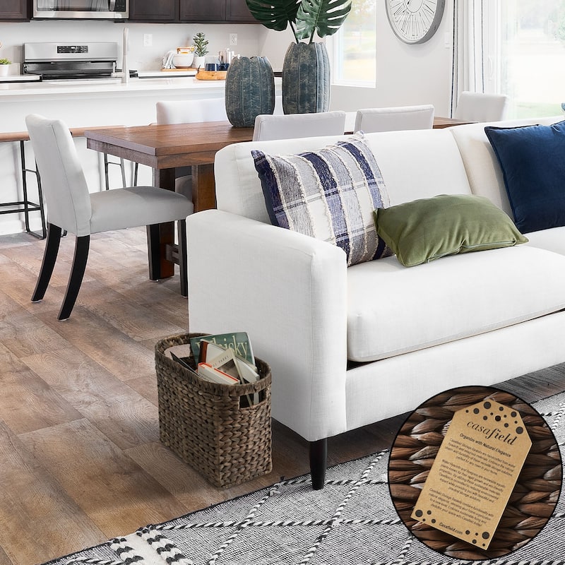 Magazine Holder Storage Basket Bin with Handles Seagrass Hyacinth