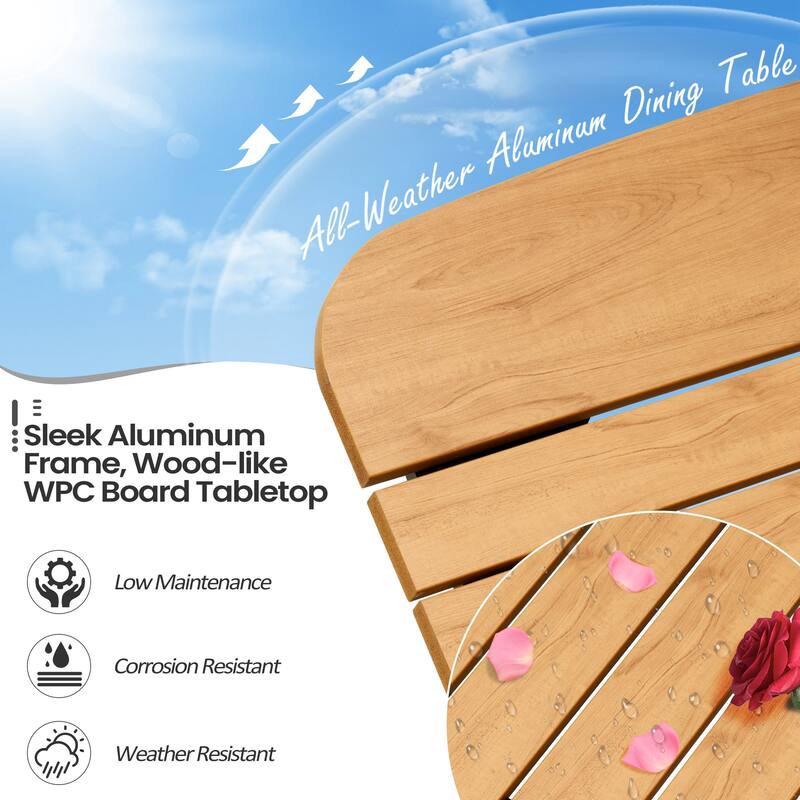 Outdoor 7/9-Piece Patio Dining Set Rectangular Dining Table with Stackable Chairs