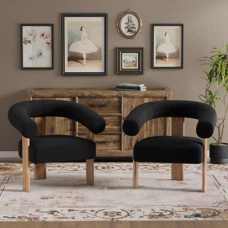 Accent Chair Living Room Chair with Solid Wood Frame