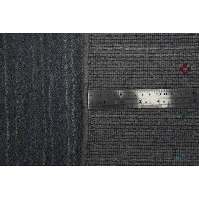 Hand Knotted Oriental 100% Wool Carpet Tribal Tribal Greys & Charcoal Gabbeh Area Rug - 10' 1'' X 8' 3''