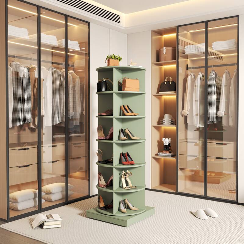 Blue 360 Rotating shoe cabinet 6 layers