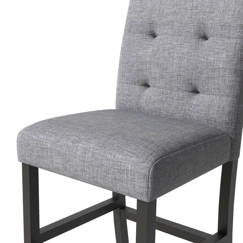 5-Piece Counter Height Dining Set Wood Square Dining Room Table and Chairs Stools w/Footrest & 4 Upholstered high-back C