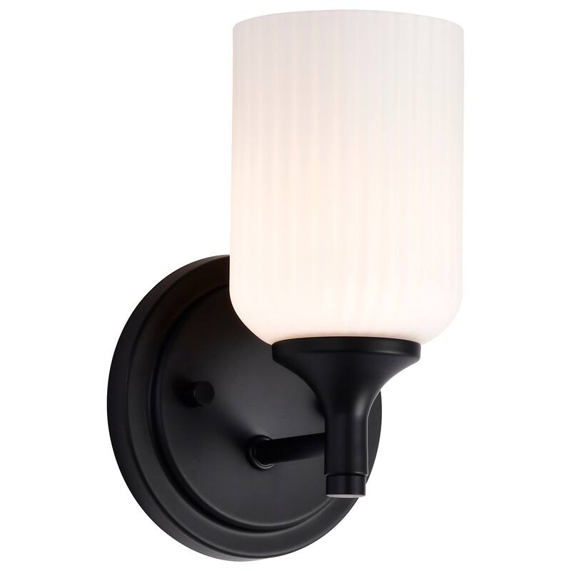Solara 1 Light Wall Sconce Matte Black Finish Frosted Ribbed Glass - Matte Black