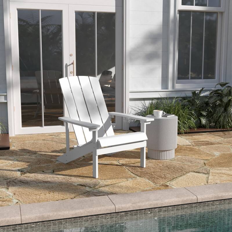 Outdoor All-Weather Poly Resin Wood Adirondack Chair - White