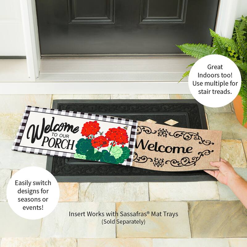 22 in. x 10 in. Welcome to Our Porch Geraniums Sassafras Switch Mat