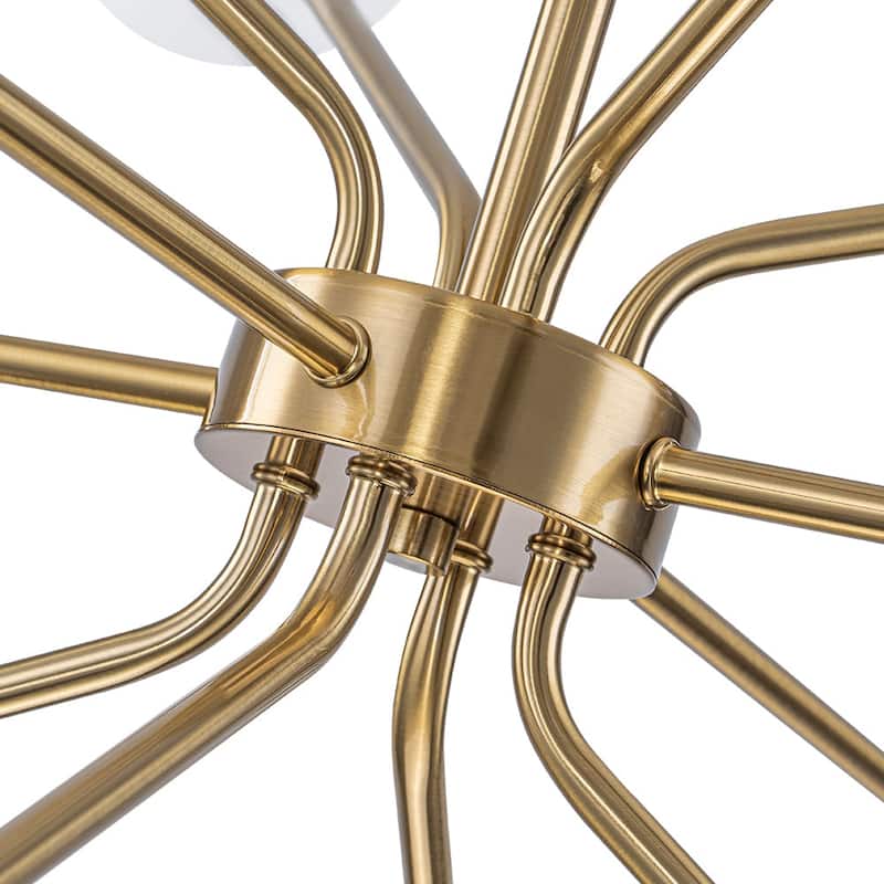 Mid-Century Linear Milky Glass Globe Bubble Sputnik Chandelier