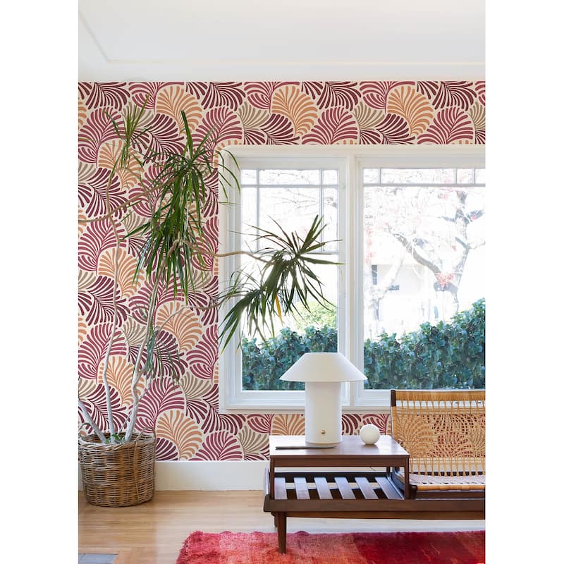 A-Street Prints Trousdale Raspberry Fanning Flora Wallpaper