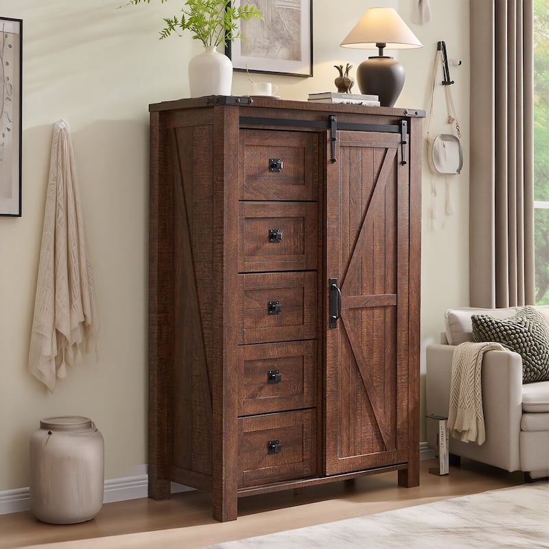 Farmhouse 5 Drawers Dresser, Chest of Drawers, Organizer Dresser - Reclaimed Barnwood