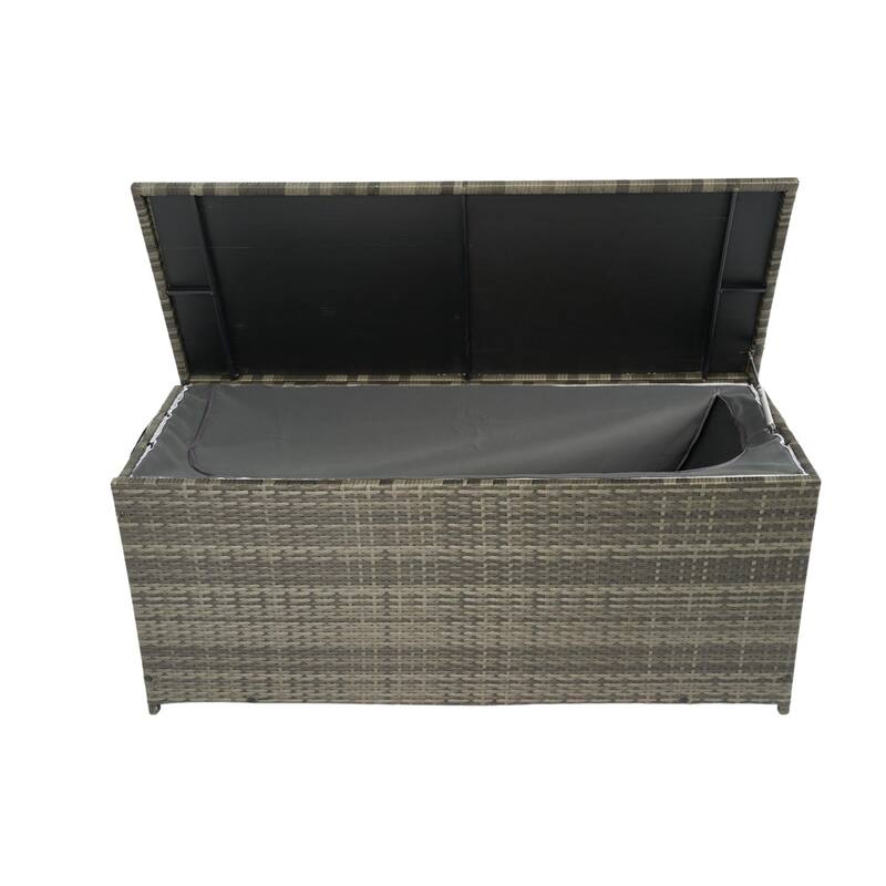 Outdoor Storage Box, 113 Gallon Wicker Patio Deck Boxes with Lid, Outdoor Cushion Storage for Kids Toys, Pillows