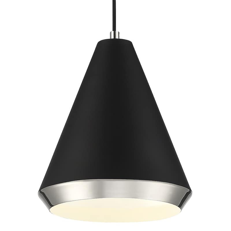 Meridian M70122 10" Wide Pendant - Matte Black / Polished Nickel