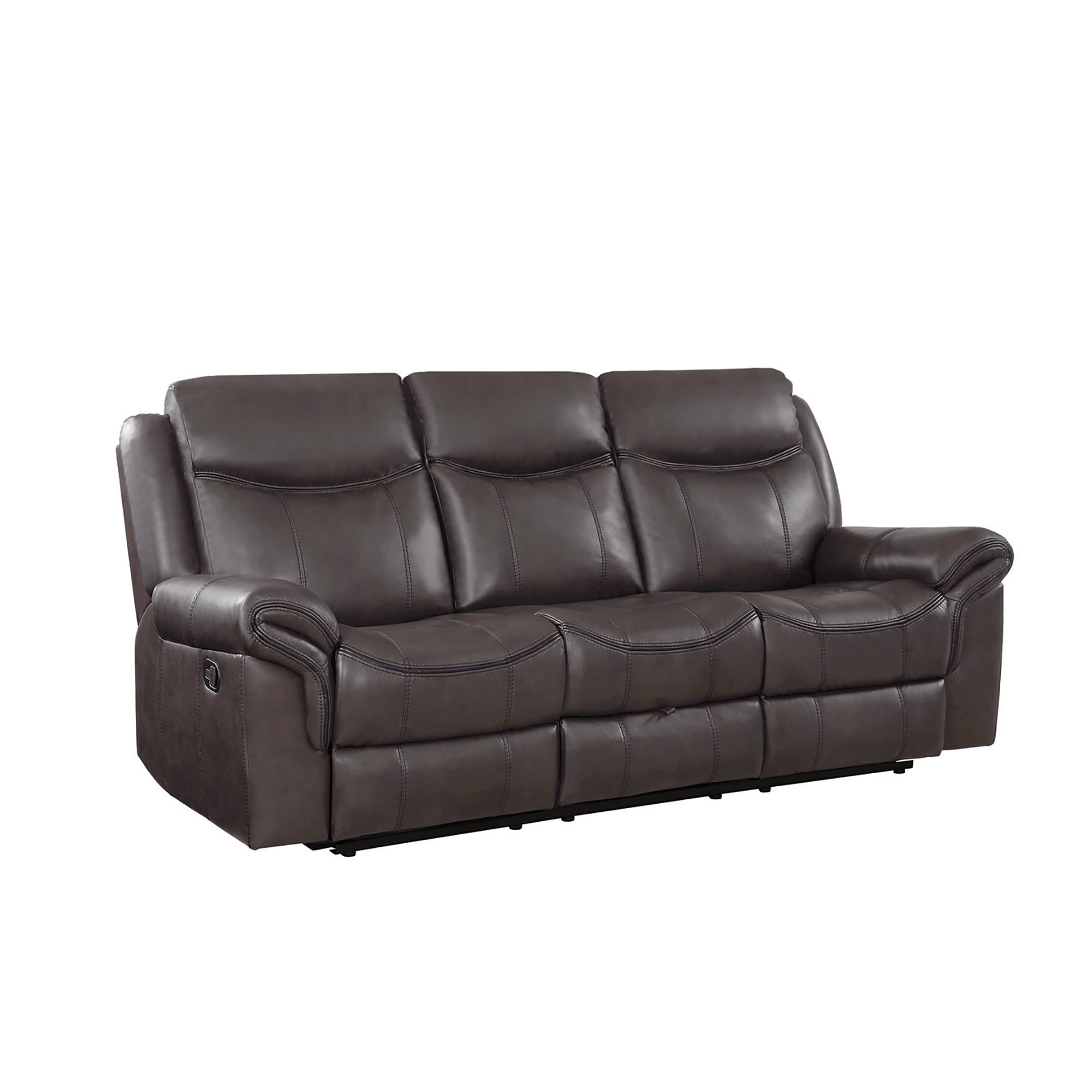 CDecor Melrose Cocoa Brown Leatherette Upholstered Motion Sofa