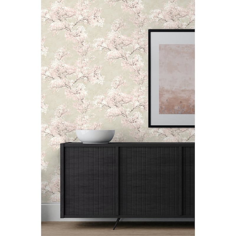 NextWall Cherry Blossom Grove and Stick Wallpaper