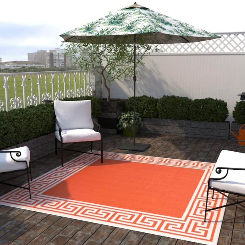 Outdoor Trisha Collection Area Rug - Rust Red - 7'10" Square