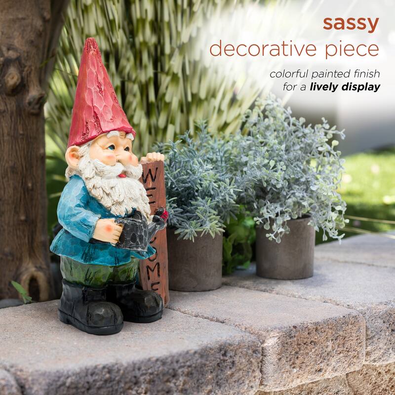 Gnome Folding Hands Looking Up Garden Statue
