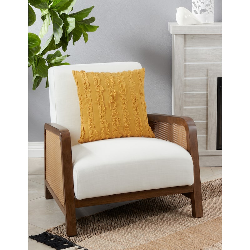Throw Pillow With Fringe Stripe Design
