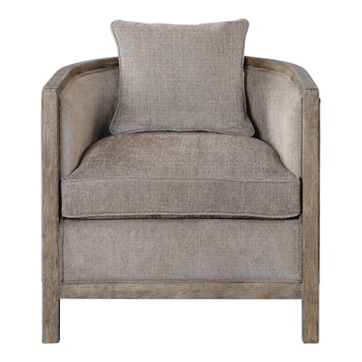 gray chenille neutral flaxen fabric chair 29"
