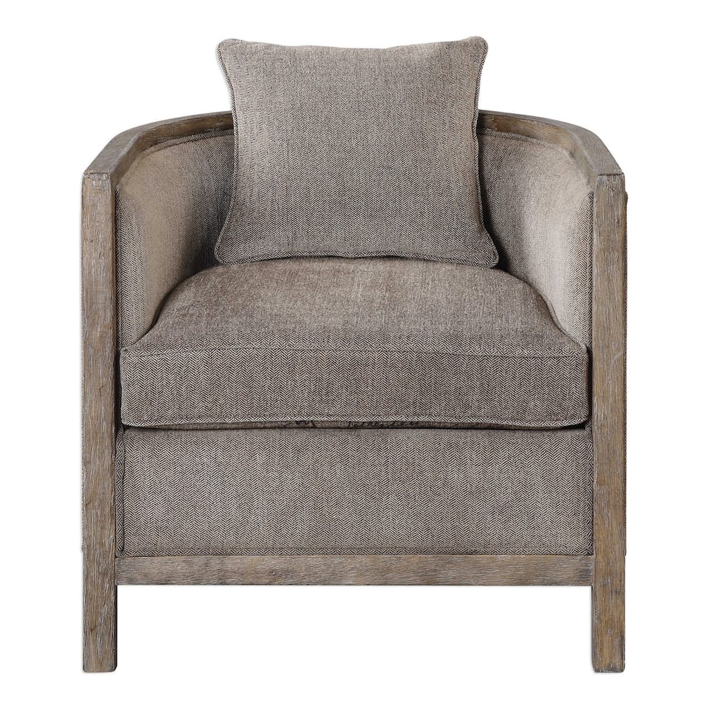 gray chenille neutral flaxen fabric chair 29"