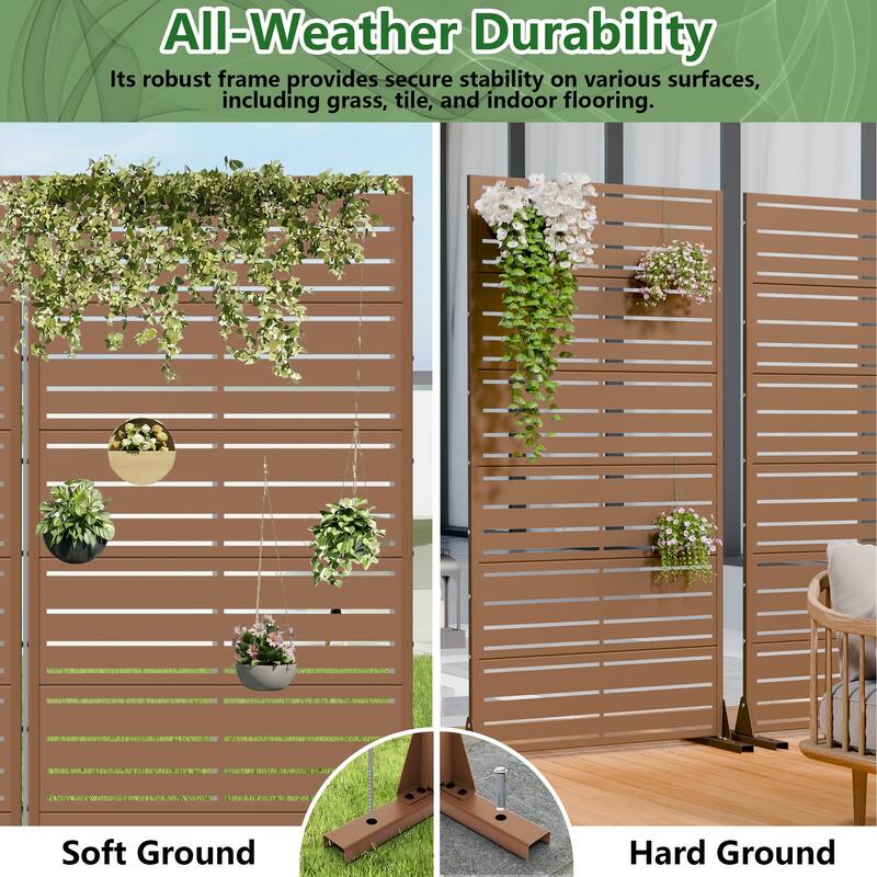 Dovelina Black Outdoor Freestanding Metal Privacy Screen Decorative Garden Fence (Set of 2)