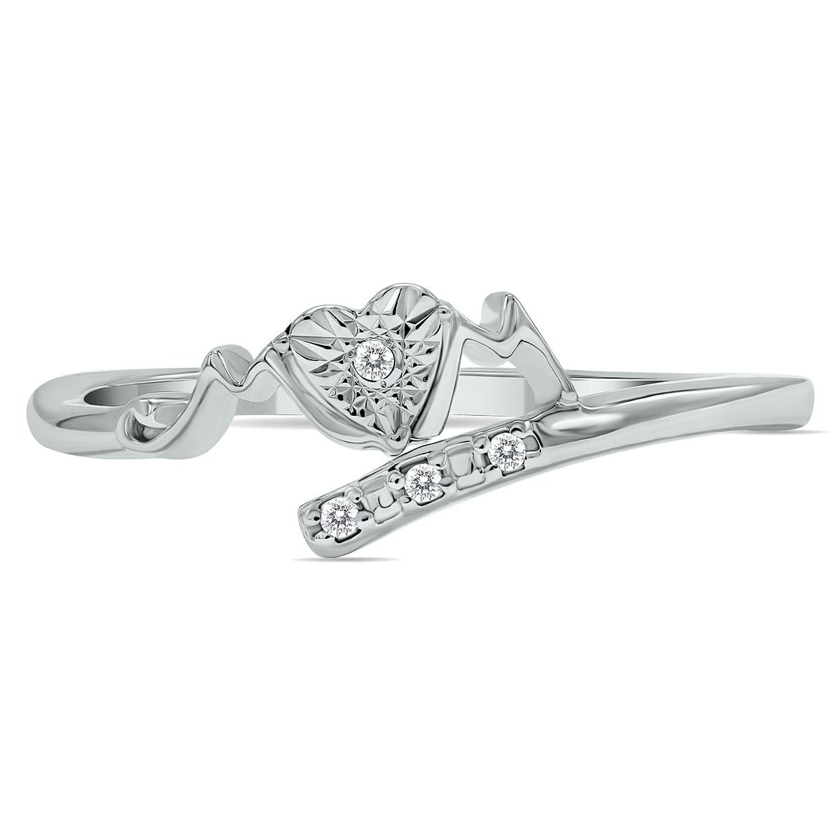 Marquee Genuine Diamond MOM Heart Ring in .925 Sterling Silver(J-K