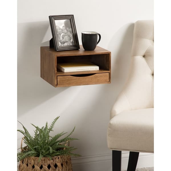 slide 2 of 46, Kate and Laurel Hutton Floating Wall Shelf with Drawer - 12.5x10x7